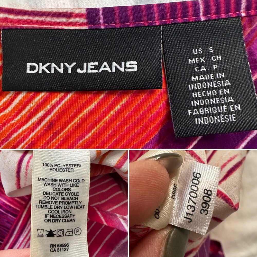 DKNY Jeans Women’s Sleeveless Zip Front Tank Top Multicolor Abstract Print Y2K M - Picture 6 of 11
